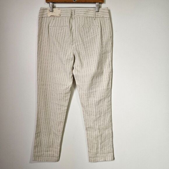 NWT LOFT MARISA LINEN BLEND STRIPED SOFT PANTS SIZE 8 WOMENS - Picture 2 of 15